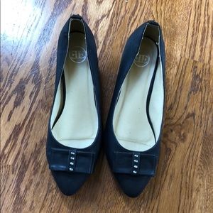 Black studded kitten wedge heel size 7.5-8